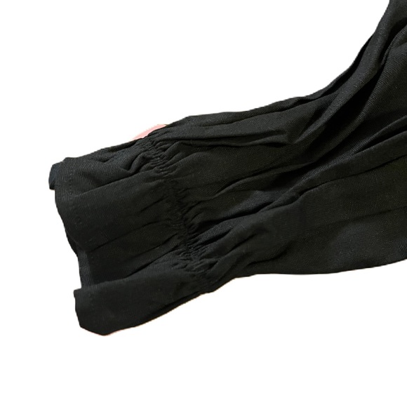 Eloquii Linen Black Dress Button Front Long Sleeves Round Neck Ruffle Hem Midi - Picture 4 of 10